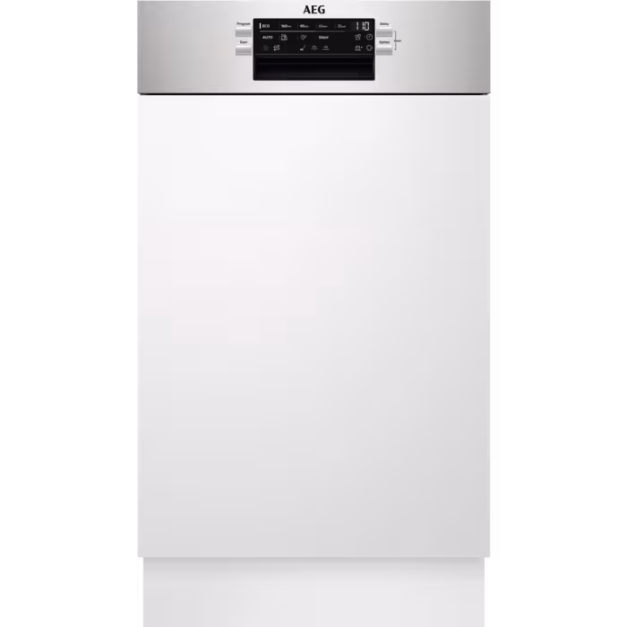 AEG FEE73517PM GlassCare Ημι-Εντοιχιζόμενο Πλυντήριο Πιάτων για 10 Σερβίτσια, Π45εκ, D, Inox
